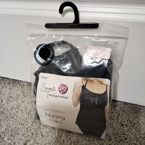 NWT Secret Treasures Built-In Shelf Bra Nursing Cami, Black, Size L-XL/G-XG